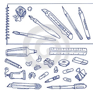 Writing tools - handdrawn set