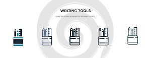 Writing tools icon in different style vector illustration. two colored and black writing tools vector icons designed in filled,