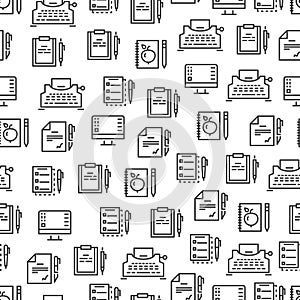 Writing tools line seamless pattern - creative background design