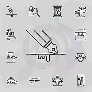 Writing, typing icon. Universal set of law and justice for website design and development, app development