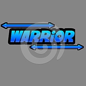 the writing is written Warrior in blue italics