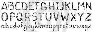 Written alphabet, black ink brush lettering, abc latin alphabet, grunge font, doodles style. Vector