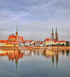 Wroclaw city. Odra river. castle