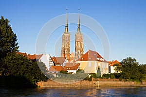 Wroclaw cityscape in evening