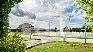 Wroclaw Multimedia Fountain and the hall of the century in background