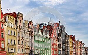 Wroclaw old town houses in Poland, Europe