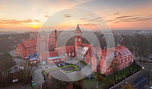 Wroclaw, Poland. Aerial view of neogothic red brick buildings photo