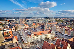 Wroclaw, Poland. Aerial view of Rynek square