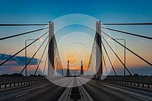 Beautiful morning sunrise seen over millennium bridge