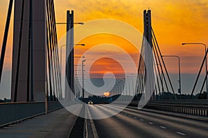 Beautiful morning sunrise seen over millennium bridge