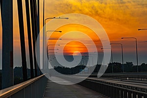 Beautiful morning sunrise seen over millennium bridge