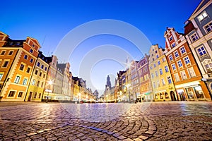 Wroclaw, Poland. The market square at night