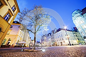 Wroclaw, Poland in Silesia region. The market square at night