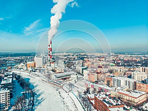 Smoke Coming Out From The Chimney In The Industrial Area Of Wroclaw photo