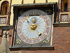 WROCLAW , POLAND -TOWN HALL CLOCK