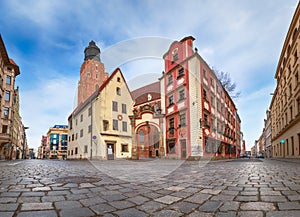 Wroclaw, Poland. Two medieval buildings on Rynek square