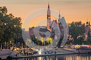 Wroclaw skyline at dusk