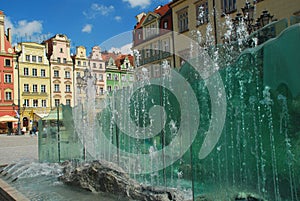 Wroklaw, Poland. Rynek, water fountain