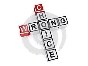Wrong choice word block on white