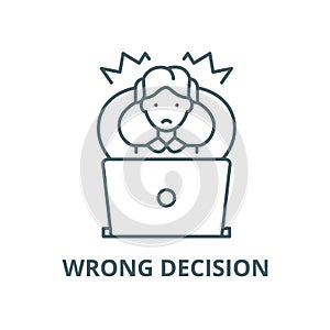 Wrong decision vector line icon, linear concept, outline sign, symbol