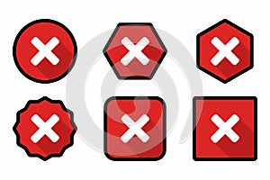 Wrong marks Icon Set, Cross marks, Rejected, Disapproved, No, False, Not Ok, Wrong Choices, Task Completion, Voting. - vector mark