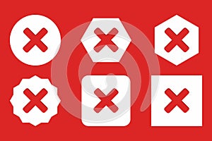 Wrong marks Icon Set, Cross marks, Rejected, Disapproved, No, False, Not Ok, Wrong Choices, Task Completion, Voting. - vector mark