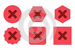 Wrong marks Icon Set, Cross marks, Rejected, Disapproved, No, False, Not Ok, Wrong Choices, Task Completion, Voting. - vector mark