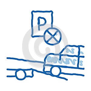 Wrong Parking Car doodle icon hand drawn illustration