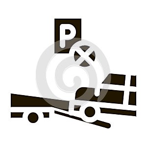 Wrong Parking Car Icon Vector Glyph Illustration