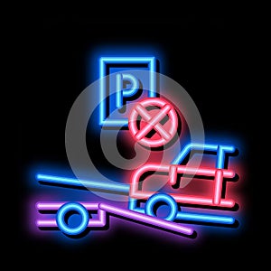 Wrong Parking Car neon glow icon illustration