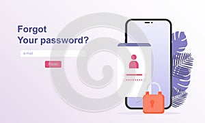 Wrong password. Vector illustration for Web banner