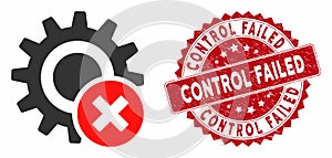 Wrong Settings Gear Icon with Scratched Control Failed Stamp