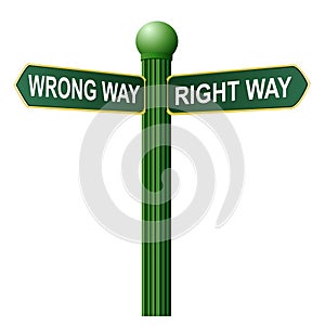 Wrong way, right way street sign