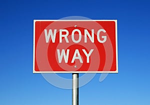 Wrong way sign photo