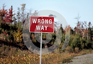 Wrong way sign photo