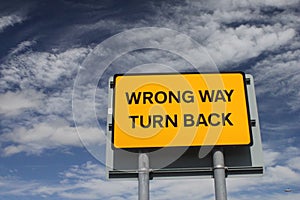 Wrong way sign