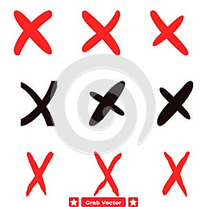 Wrongness Sign Vector Pack  Cross Icons as Symbols of Inaccuracy, Errors, and Mistakes