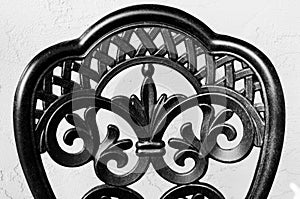 Wrought Iron Chair Back in Black and White photo