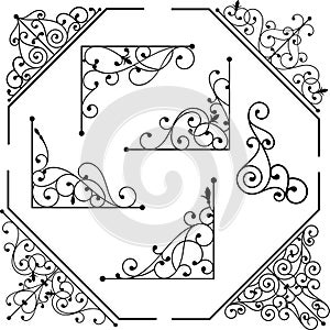 Wrought Iron Corner Ornaments Vector Set