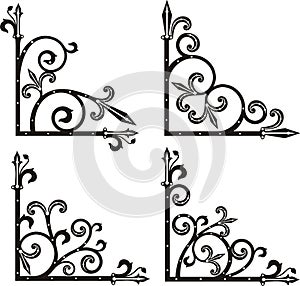 Wrought Iron Corner Ornaments Vector Set