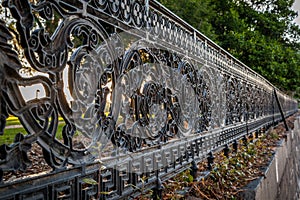 Wrought iron fence along a park in Savanah Georgia.