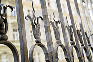 Wrought iron fence detail repeating design