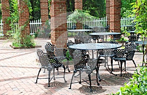 Wrought Iron Furniture in Airy Courtyard