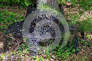 Wrought Iron Garden Bench in the Woods