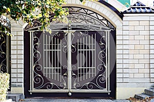 Wrought iron gate in the arch.