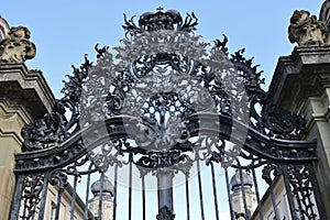 Wrought-iron gate of the baroque Palace Werneck, Germany.