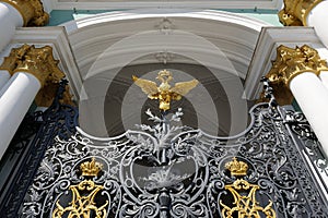 Wrought Iron Gate of the Hermitage Museum in St. Petersburg, Russia photo