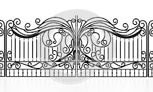 Wrought iron gate isolated on white background. 3D illustration