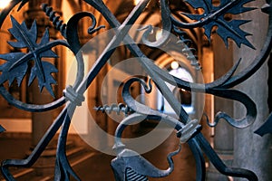 Wrought iron gate in the old european church