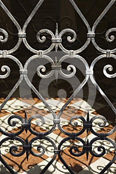 Wrought iron gate in Venice, Italy.